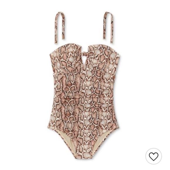 Women's New Textured Pique Tie-Front High Coverage One Piece Swimsuit M 8 - 10 - Picture 4 of 9